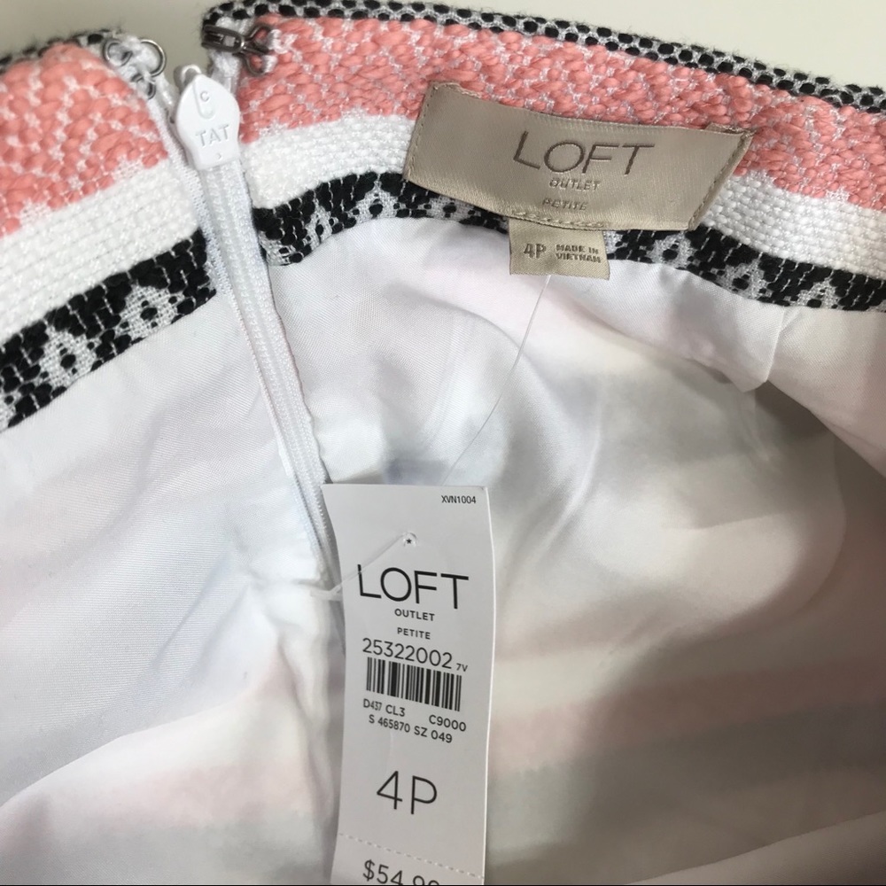 LOFT Petite Striped Tweed Mini Skirt Sz 4P - Picture 3 of 7
